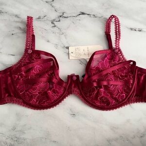 For Love & Lemons Nwt Clara Embroidered Unlined Underwire Bra Large L